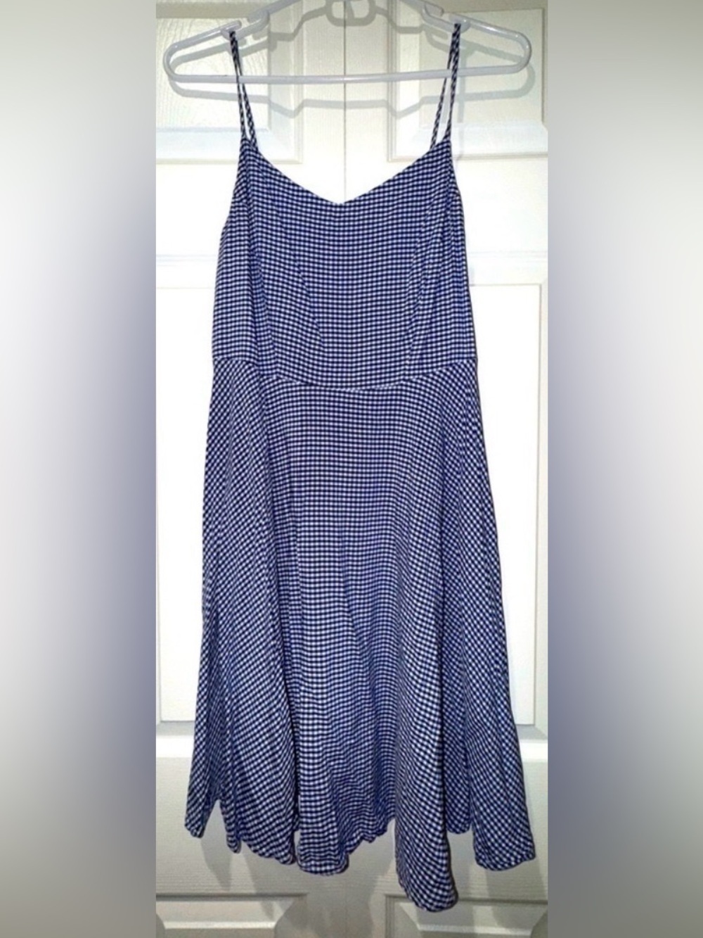 Old Navy Blue Gingham cami Women's swing Dress. Size Medium. EUC